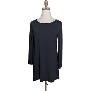 Eileen Fisher Jersey Knit Tunic Size S Solid Black 3/4 Sleeve Round Neckline
